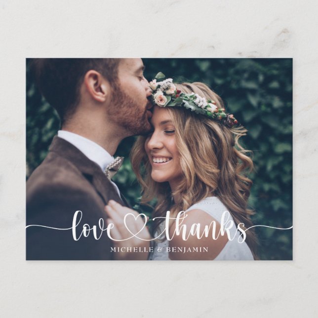 Postal Simple Elegante Boda Gracias Postcard (Anverso)