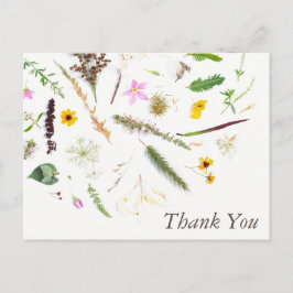 Postal Simple Elegante Flor Botánica Salvaje Gracias