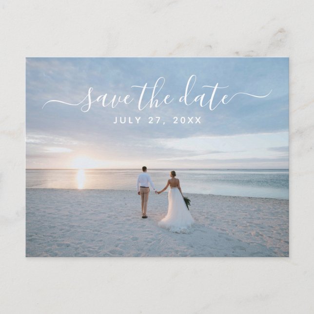 Postal Simple Elegante Salven La Boda De La Playa De La F (Anverso)