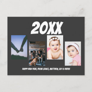 Postal Simple Feliz Año Nuevo Cuatro Foto Personalizada