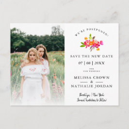Postal Simple Floral LGTB Pareja Involucrada Fecha de Cam