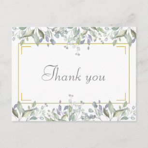 Postal Simple Floral Script Gracias por su negocio