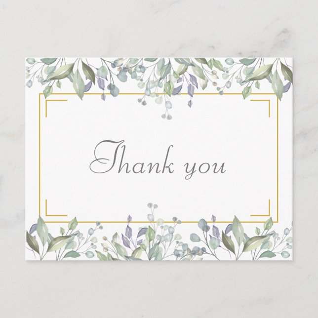 Postal Simple Floral Script Gracias por su negocio (Anverso)