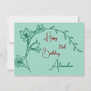 Postal Simple Floral Verde y Maroon Ave.