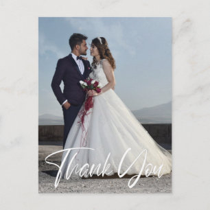 Postal Simple Foto de Boda Agregue su Saludo Gracias