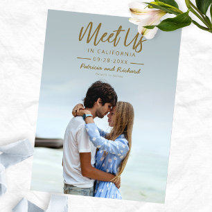 Postal Simple Gold Script Nos vemos en Save The Date Phot