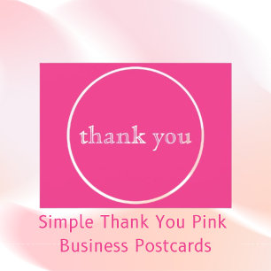 Postal Simple Gracias Negocio Rosa