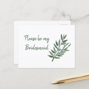 Postal Simple Greeneration Botanical Bridesmaid Propuesta