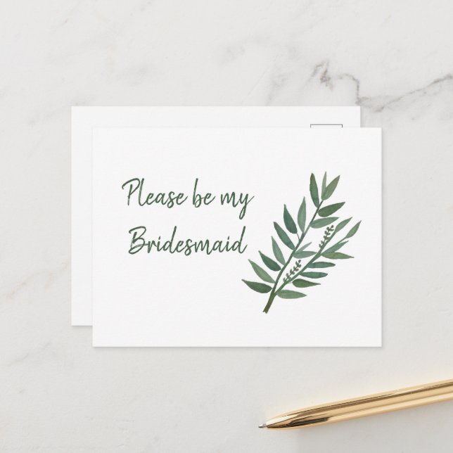 Postal Simple Greeneration Botanical Bridesmaid Propuesta (Anverso/Reverso In Situ)