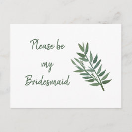 Postal Simple Greeneration Botanical Bridesmaid Propuesta