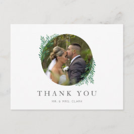 Postal Simple Greenery Boda Gracias Postcard