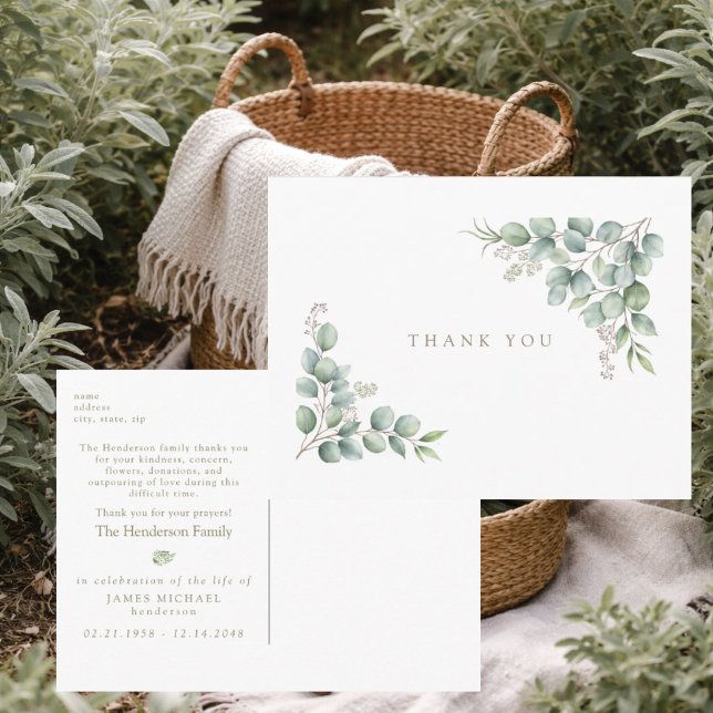 Postal Simple Greenery Funeral Personalized Thank You III (Subido por el creador)