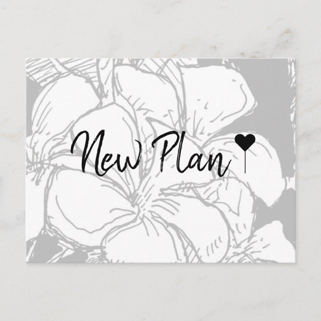 Postal Simple guión bohemio floral Nuevo plan (Anverso)
