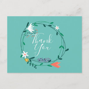 Postal Simple guirnalda floral guión agradecimiento empre
