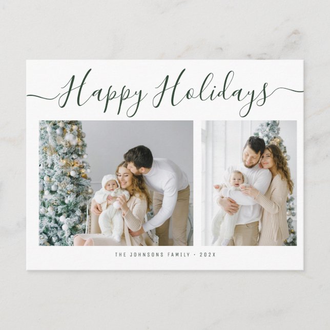 Postal Simple Happy Holidays Family Photo Christmas (Anverso)