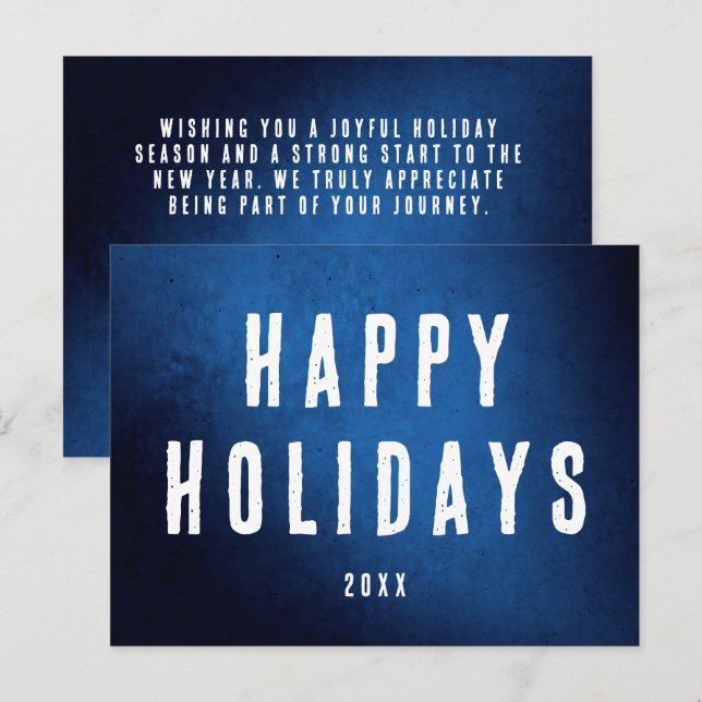 Postal Simple Happy Holidays Logo Blue Gradient (Anverso / Reverso)