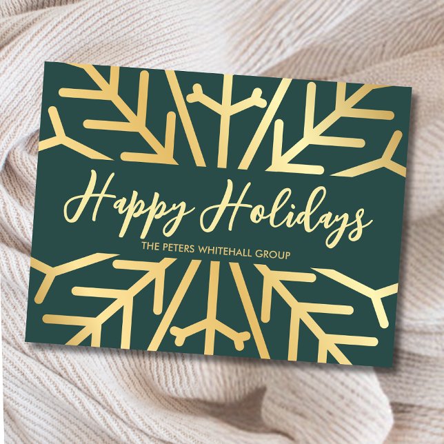 Postal Simple Happy Holidays Snowflake Gold business (Subido por el creador)