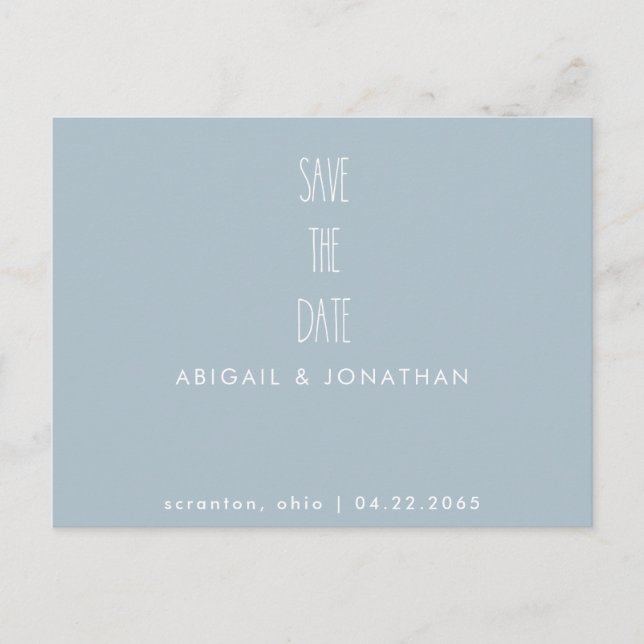 Postal Simple Icy Blue Winter Wedding Guardar la fecha (Anverso)