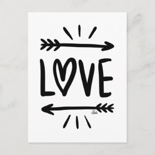 Postal Simple "LOVE" Letando negro en blanco