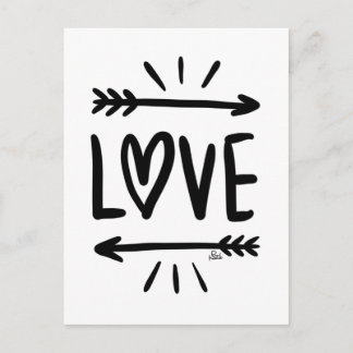 Postal Simple "LOVE" Letando negro en blanco