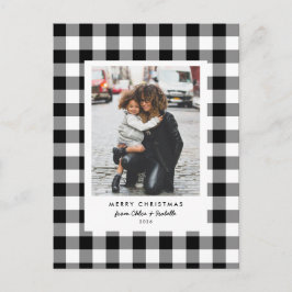 Postal Simple Marco Plaid Búfalo Blanco Navidad Foto