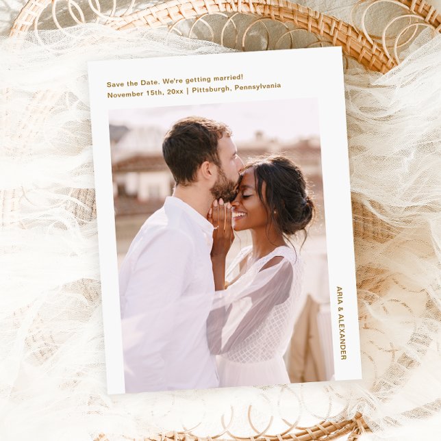 Postal Simple matrimonio de fotos de oro mínimo salva la  (Subido por el creador)