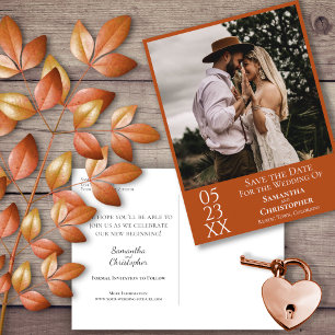 Postal Simple matrimonio de Naranjas de óxido Guardar la