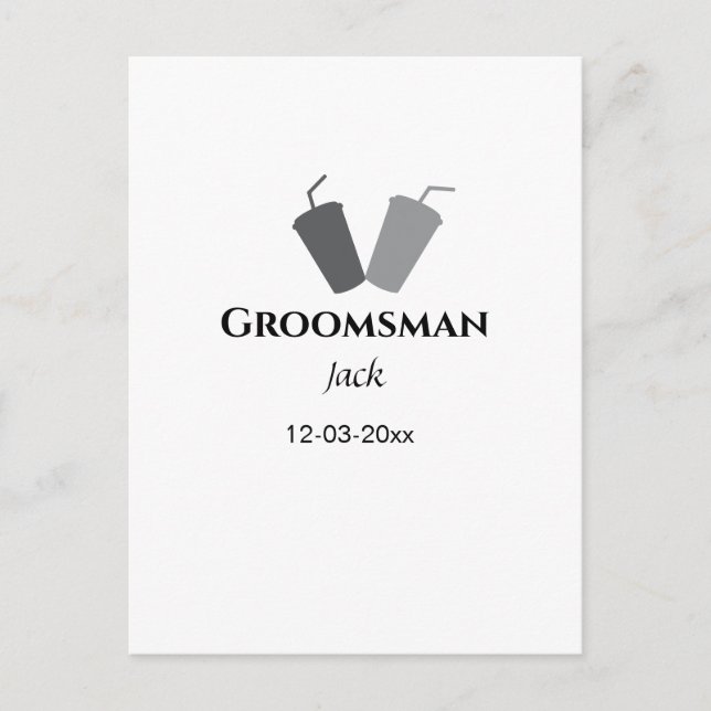 Postal SIMPLE MINIMAL añada tu nombre personalizado groom (Anverso)