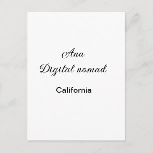 Postal Simple minimal añade tu nombre texto lugar califor