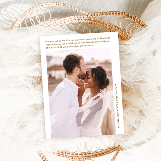Postal Simple Minimal Gold Elopement Celebration Photo (Subido por el creador)