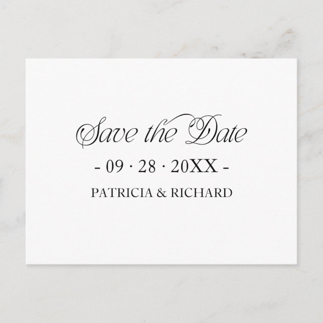 Postal Simple Minimalist Typography Save the Date (Anverso)