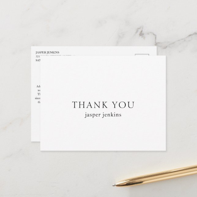 Postal Simple Minimalista Blanco y Negro Moderno (Anverso/Reverso In Situ)