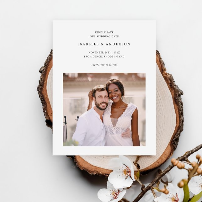 Postal Simple Mínimo Dos Fotos Boda Guardar la Fecha (Subido por el creador)