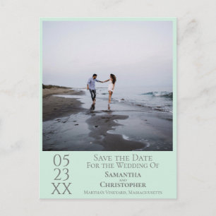 Postal Simple Mint Green Wedding Save the Date Photo