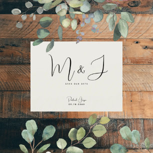 Postal Simple Moderno Beige Ahorra la Fecha de Boda