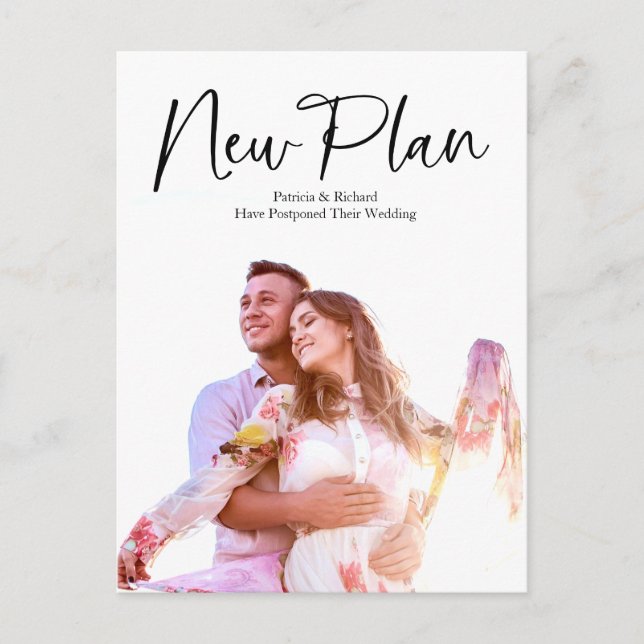 Postal Simple Moderno Nuevo Plan Boda Aplazada (Anverso)