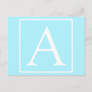Postal Simple Monograma Azul Cielo