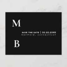 Simple Monograma Negro Save the Date de Boda 