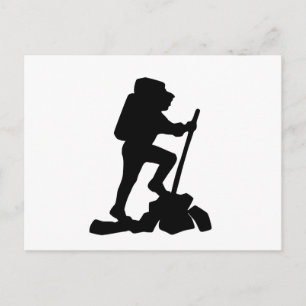 Postal simple montañismo hombre negro silueta