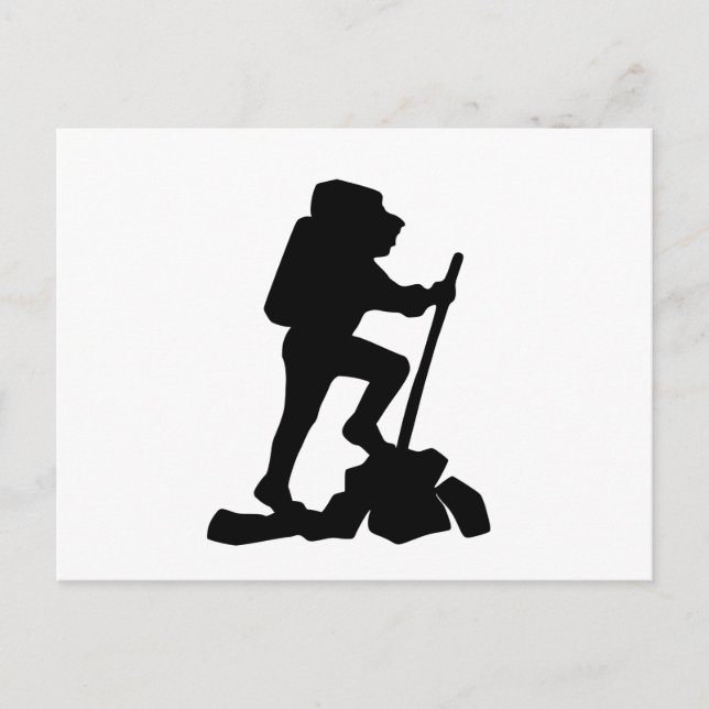 Postal simple montañismo hombre negro silueta (Anverso)