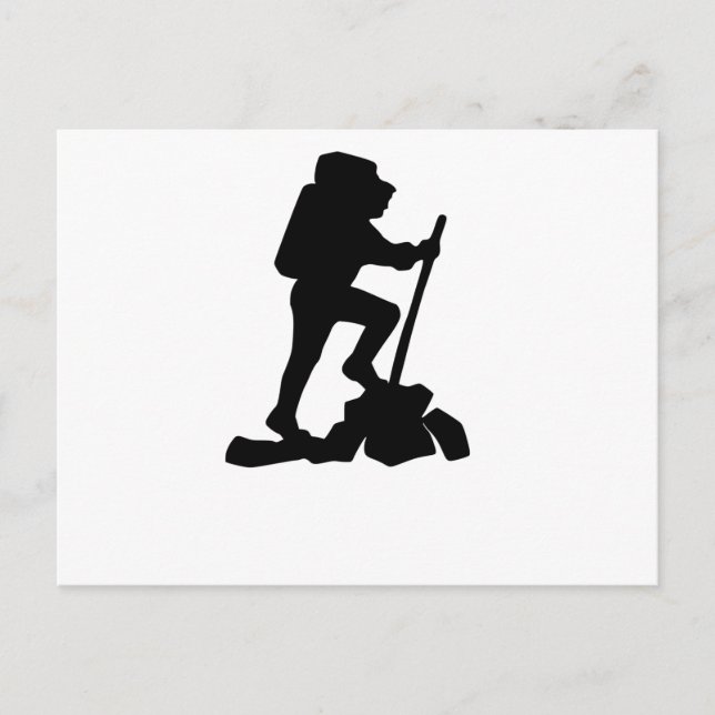Postal simple montañismo hombre negro silueta (Anverso)