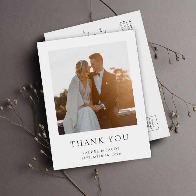 Postal Simple Photo Elegant Wedding Thank You (Subido por el creador)