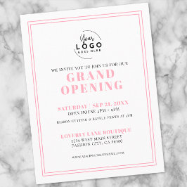 Postal Simple Pink Logo Business Grand Opening Invitation