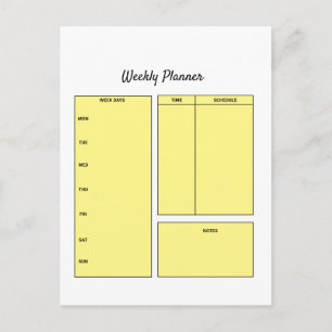 Postal simple planificador semanal personalizado lista de