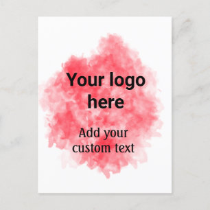 Postal Simple rojo acuarela agregue su logotipo texto per