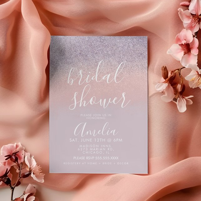 Postal Simple Rosa Dorado Rosa Bridal Shower Brillo  (Subido por el creador)