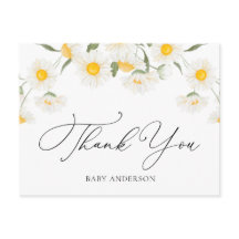 Simple Rústica Daisy Flower Gracias Postcard