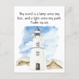 Postal Simple salmo acuarela Blue Sky Lighthouse