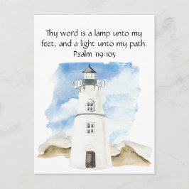 Postal Simple salmo acuarela Blue Sky Lighthouse