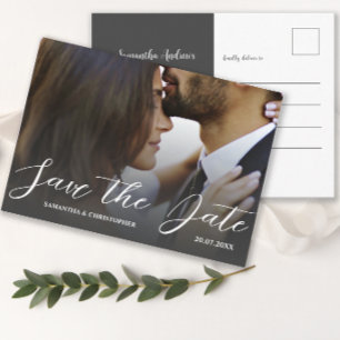 Postal Simple Save the Date Boda Foto en Blanco y Negro